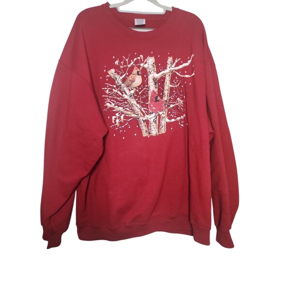 Jerzees 2XL Sweatshirt Burgundy Cardinals Winter Scene Crew neck - Picture 1 of 5